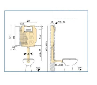 PUCCI - CASSETTA DI SCARICO DA INCASSO MODELLO: ECO 9L-4L 015490000