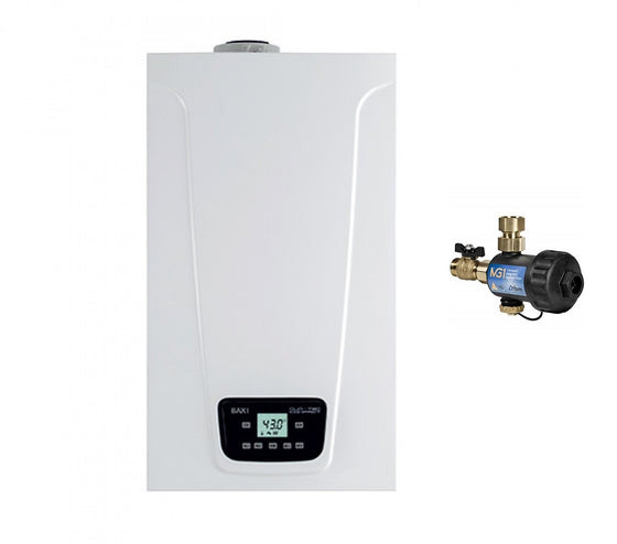 Caldaia Baxi Duo-tec Compact E 28 a condensazione Low NOx completa di kit scarico fumi Metano-Completo Defangatore