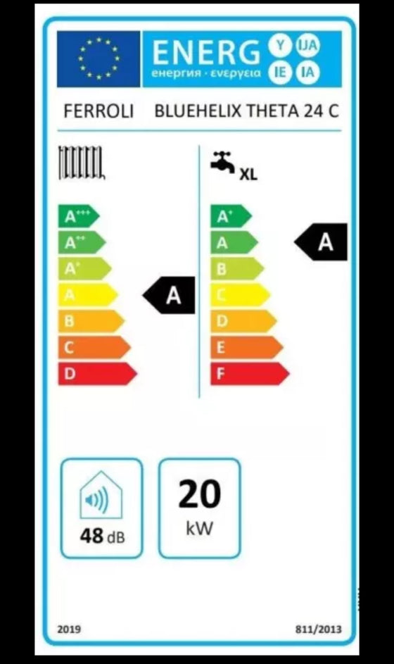 CALDAIA A CONDENSAZIONE 24 KW FERROLI BLUEHELIX THETA 24C GAS MET/GPL + FUMI