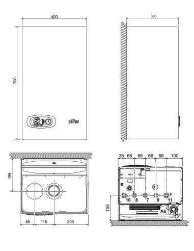 Caldaia a Condensazione Ferroli DIVACONDENS D PLUS F24 LOW NOx Metano Completo di kit Scarico Fumi